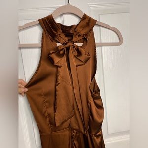 Halter Summer Bronze Slit Dress